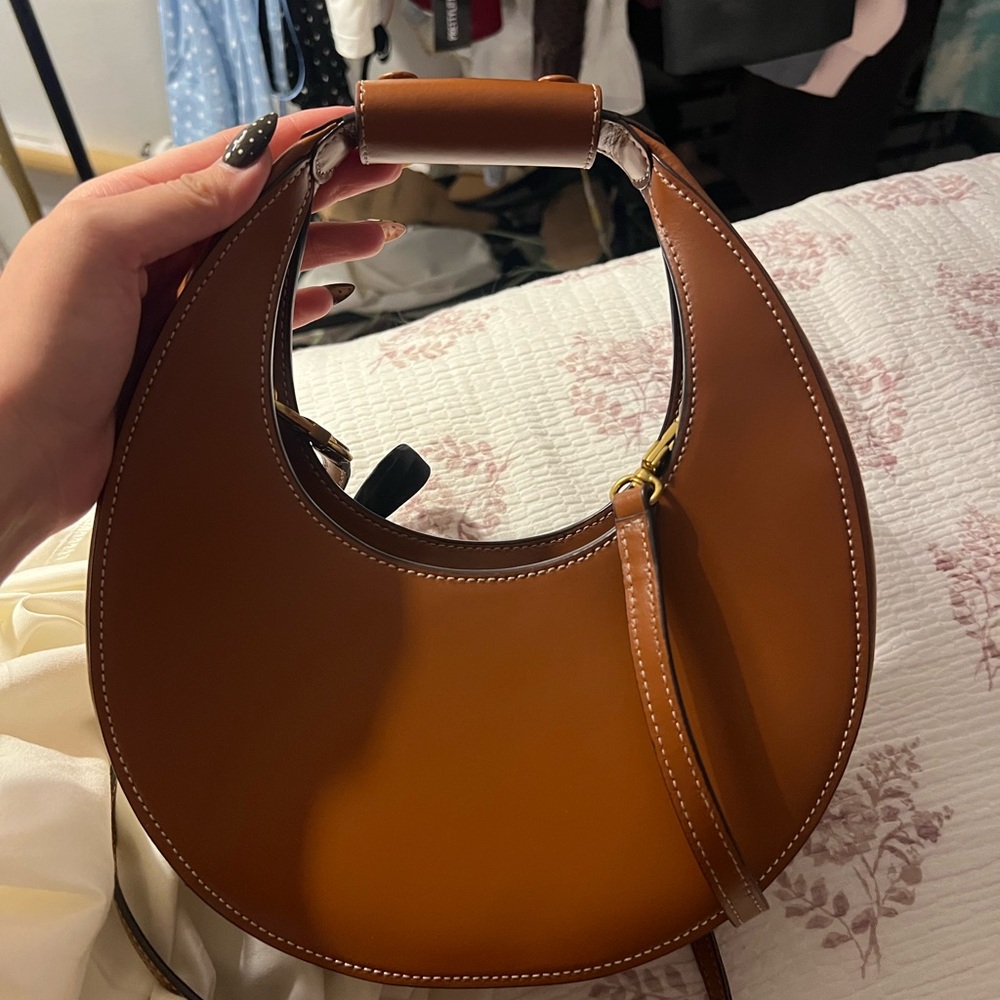 STAUD Tan Leather Shoulder Bag
